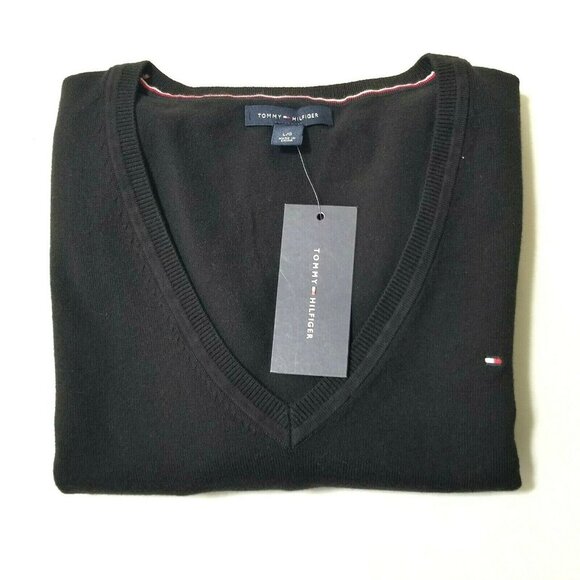Tommy Hilfiger Women V-Neck Sweater‎ Lightweight Cotton - Picture 2 of 5